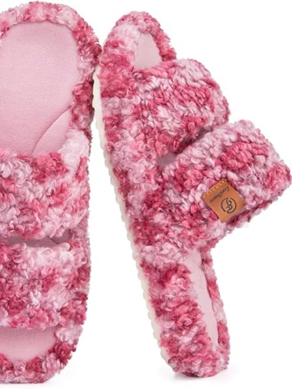 Womens Fuzzy Open-toe Slippers Memory Foam Indoor House Shoes